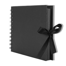 Photo Album for Gluing, Photo Album for DIY, 21.5 x 15 cm Photo Album, Scrapbook, Photo Album with 30 Black Pages, DIY Gift Scrapbooking Photos for DIY and Gluing (Black)