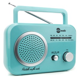Radio Teal/Silver Premium Home Vintage Portable Retro Radio Classic AM/FM Radio with Built in Speakers + Headphone Jack