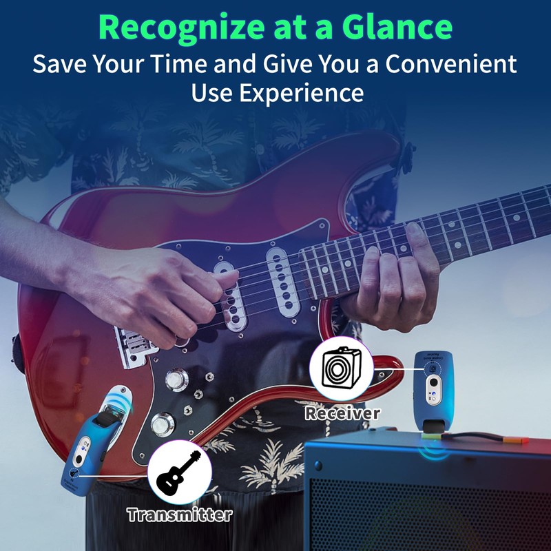 A9 Wireless Guitar System - 2.4GHz Guitar Accessories Transmitter Receiver,