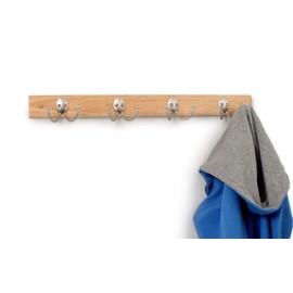 Spectrum Diversified Stratford Wood, Wall-Mounted 4 Rack for Closet & Entryway, Modern Home Storage & Organization, Closet Storage Hooks, Maple/Satin Nickel