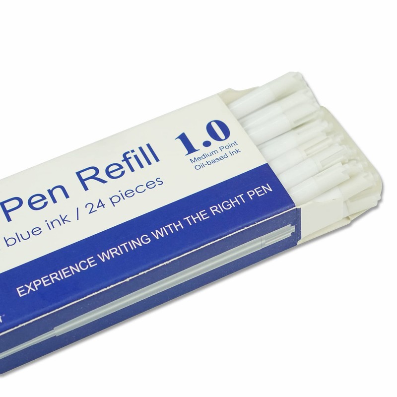 U-RIGHT 24 Pcs Ballpoint Pen Refills 1.0 mm Point Blue