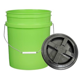 House Naturals 5 Gallon Food Grade Multi Color Buckets (Yellow Aqua Lime Green)- Pack of 3- Made in USA (Black lids)