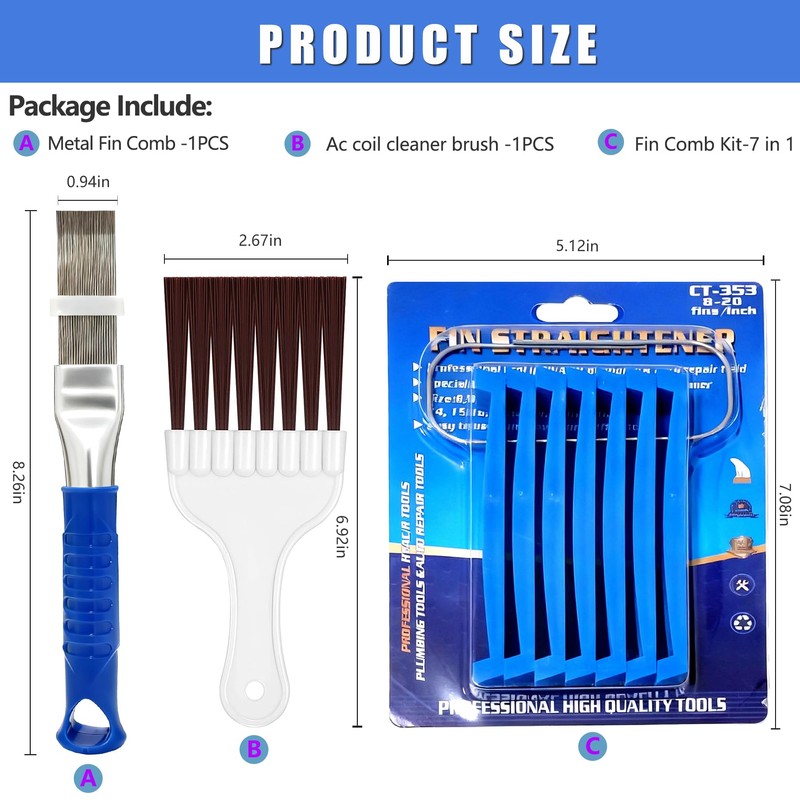 JAKAPHORIC 9 Pcs Air Conditioner Fin Comb Kit, Ac Fin