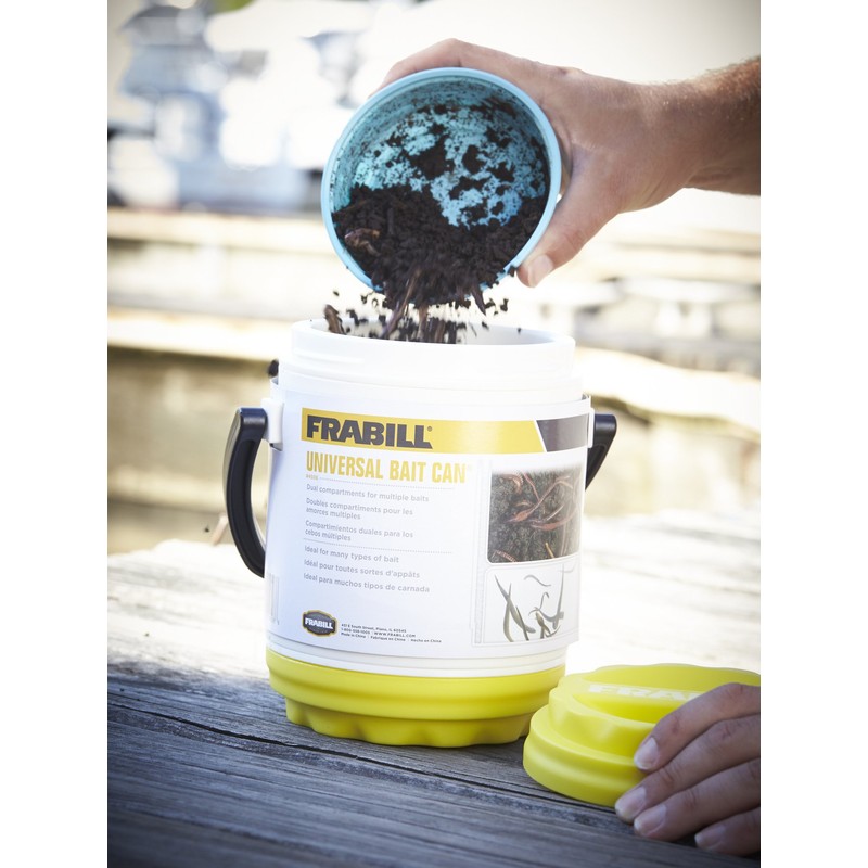 Frabill Dual Compartments Crawler Can, White and yellow