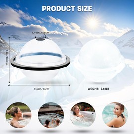 Meartchy Extra Large Sphere Ice Molds for Ice Baths, Ice Cube Molds for Cold Plunge, Ice Block Mold Reusable Ice Ball Maker, Easy Release, Slow Melting - 2 Pack