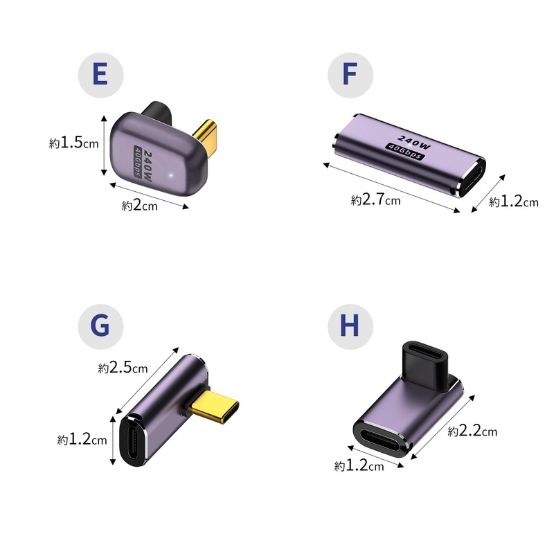 Reliable Japanese Corporation USB-C Male to Female Converter Adapter, USB4,