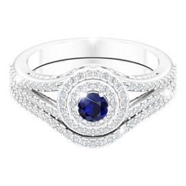 Belinda Jewelz - Anillo de compromiso para mujer, plata platino, circonia cúbica Azul