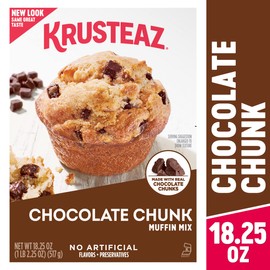 Krusteaz Muffin Mix, Chocolate Chunk Muffin Mix, 18.25 oz (Pack of 2)