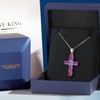 Gem Stone King 925 Sterling Silver Pink Created Sapphire and