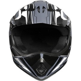 Raider 2131915 GX3 Unisex-Child MX Off-Road Helmet (Black/Silver, Youth Large)