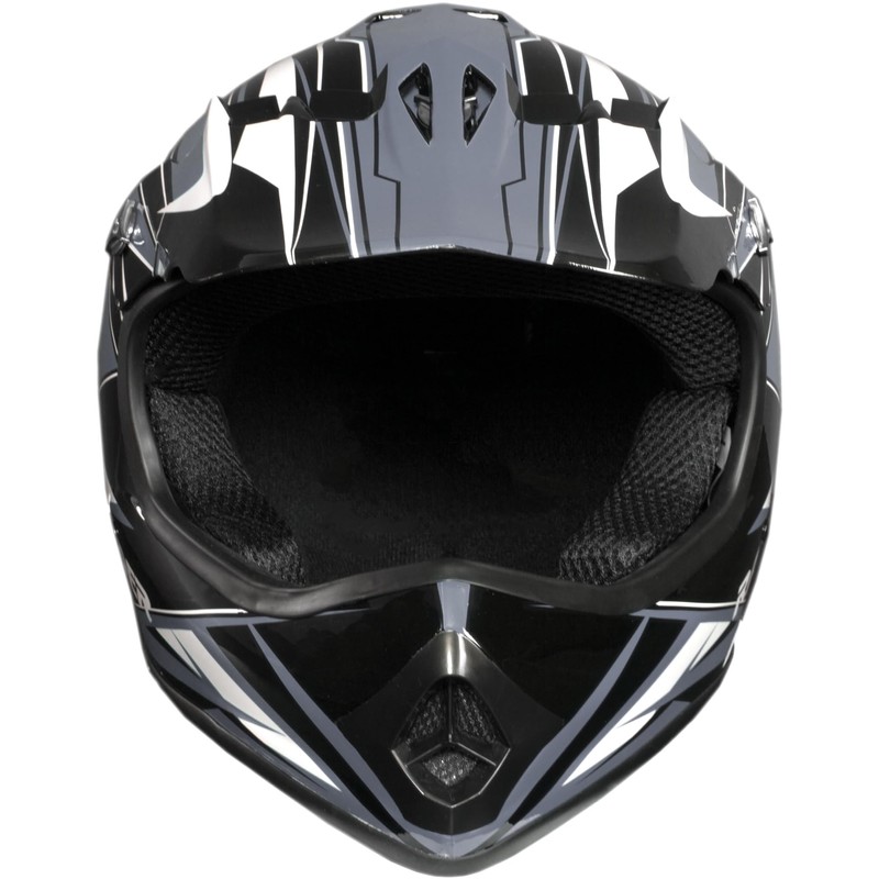 Raider 2131915 GX3 Unisex-Child MX Off-Road Helmet (Black/Silver, Youth Large)