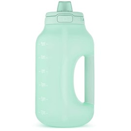 Ello Hydra - Jarra de medio galón con marcador de tiempo y mango para hidratación todo el día y popote de silicona con bloqueo, tapa a prueba de fugas