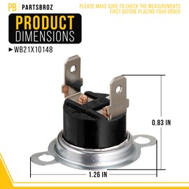 PartsBroz WB21X10148 Thermostat - Compatible With General Electric GE Microwave Oven - Replaces AP4344046 1473831 AH2321365 EA2321365 WB20X10020 WB27X10788 Ultra Durable Replacement