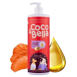 COCO & BELLA Aceite de Salmon Perro 450 mL | Soporte Piel y Pelaje | Omega 3 con EPA y DHA, Origen Noruego - Tamaño Rendidor | Aplicar sobre Croquetas para Perro, Dieta Barf, Premios