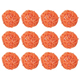 sourcing map 18 Pcs Wicker Rattan Balls Decorative Balls 2Inch for Vase Fillers,Wedding,Garden,Hallway Party,Orange