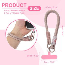 PATIKIL Cell Phone Wrist Lanyard, 2 Pcs Universal Phone Wrist Lanyard Hand Wrist Strap Anti Theft Strap with Pads, Dark Pink