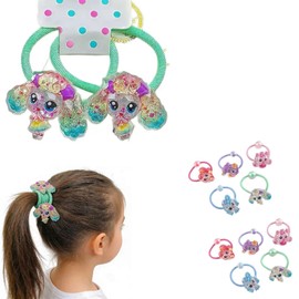 10 Pcs Glitter Cartoon Character Hair Ties, Cute Anime Princess Hair Elastics in 5 Colors, Shiny Acrylic Kids Hair Accessories for Little Girls, Teens, Perfect for Birthday Party Daily Wear