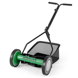 14" Manual Reel Mower w/ 5-Blade 6.6 Gallon Removable Grass Catcher for Garden