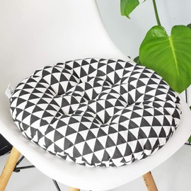 vctops Bohemian Soft Round Chair Pad Garden Patio Home Kitchen Office Seat Cushion Black White Diameter 18"