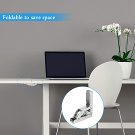 Jubaopen Pack of 4 Shelf Hinge Stainless Steel Folding Hinge Cabinet Hinges 90/180 Degree Opening Angle Screw-On Hinge with Spring Folding Shelf Hinge Bracket Hidden with 24 Screws