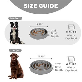 Outward Hound Fun Feeder Slo Bowl, Slow Feeder Dog Bowl, Medium, Grey