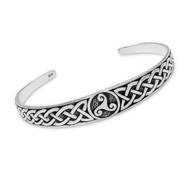 Women's 925 Sterling Silver Celtic Triskelion Knot Bangle Bracelet - 925 Sterling Silver Bracelet Celtic Bangle for Ladies and Girls