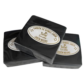 Jabón Negro de Carbón de Bambú, Hecho a Mano, Limpieza Facial, 3 Piezas                                                                               