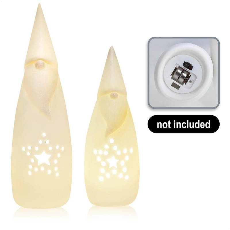 com-four® 2 x LED Santa Claus with Timer - Ceramic