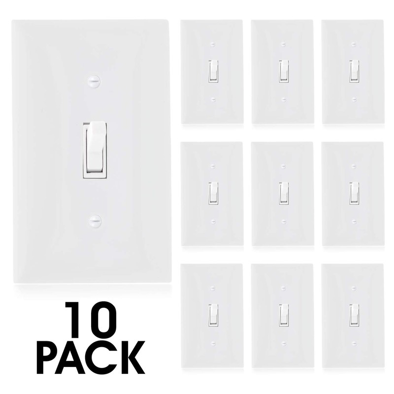 Maxxima 3 Way Toggle Wall Switch On/Off White 15A, Light