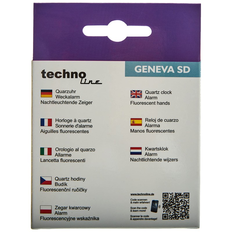 Technoline Quarzwecker Modell SD, schwarz, analog, nachtleuchtende Zeiger