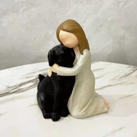 Carracci Black Dog Angel Figures Angel Dog Friendship Memorials Shaped Hand Painted Figures for Dog Lovers