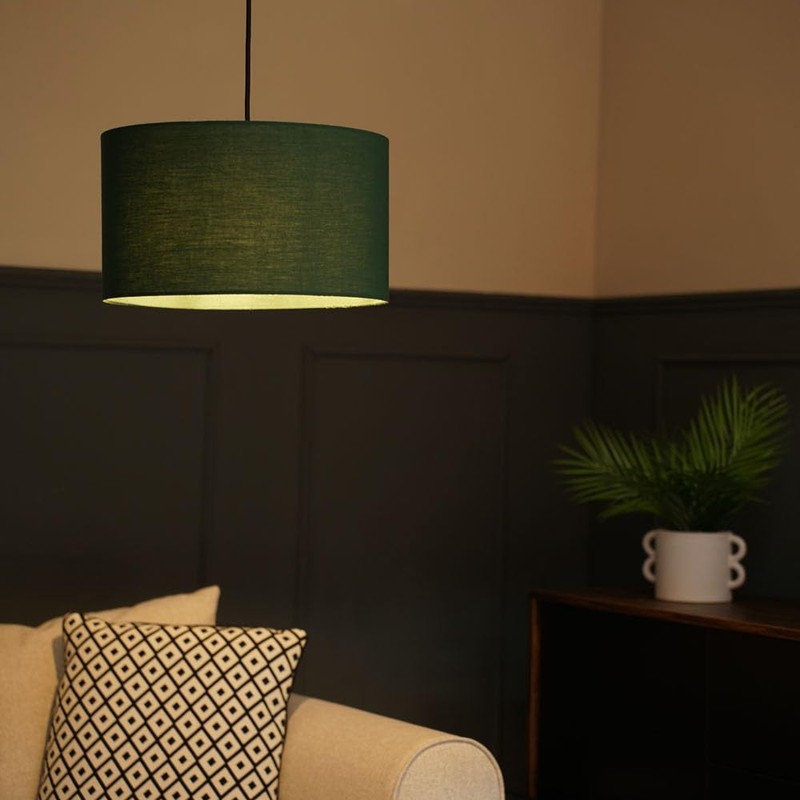 MiniSun | Medium Modern Forest Green Drum Light Shade |