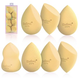 Unfovi Makeup Sponge Set (4 Shapes 7 pieces) - Latex-Free Blending Sponge for Liquid, Cream & Powder, Soft Reusable Beauty Sponge for Wet/Dry Application, Face Foundation Blender (Skin ston)