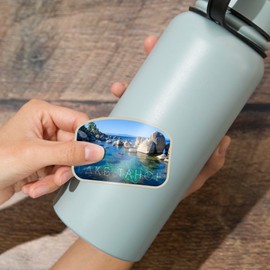 Die Cut Sticker Lake Tahoe, California, Crystalline Water at Sand Harbor, Photography, Contour Vinyl Sticker 3 to 6 inches, (Waterproof Decal for Cars, Water Bottles, Laptops, Coolers), Large