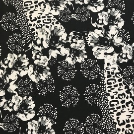 ITY Fabric Monochrome (17-1) Print Polyester Knit Jersey 2 Way Spandex Stretch 58" Wide