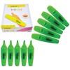 DOLLAR HL625 Neon Fluorescent Highlighter Pens, GREEN, Pack of 10,