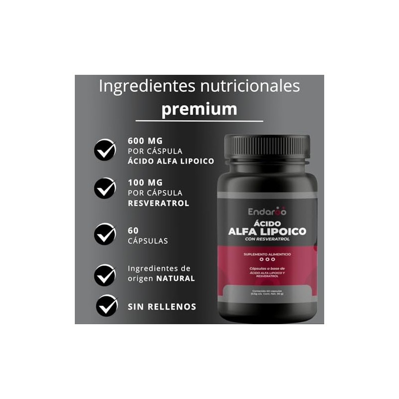 Ácido Alfa Lipoico 100% Puro | Sin Aditivos | 60