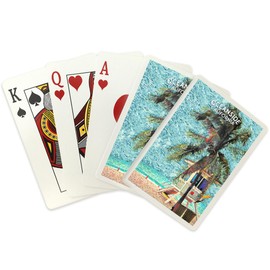 Lantern Press Oceanside, California, Beach and Lifeguard Shack, Van Gogh Style (52 Playing Cards, Poker Size Card Deck with Jokers)