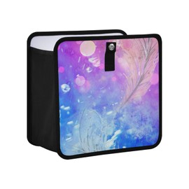 Tatenale Car Trash Can Trash Bin for Car Foldable Hanging Trash Bag Storage Pocket Organizer Cute Car Gadgets Garbage Adjustable Shoulder Strap Purple Plume