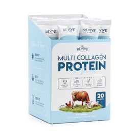 Multi Collagen Protein Powder Packets - Types I, II, III, V & X - Hydrolyzed Grass Fed Bovine, Wild Caught Fish, & Free-Range Chicken & Eggshell Collagen. Non-GMO, Halal, (10g Each, 20 Packets)