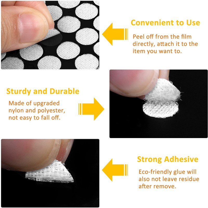 Punti autoadesivi in velcro, 20 mm, 600 pezzi, con velcro,