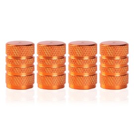 Zikefest 4PCS Tire Valve Stem Caps, Aluminum Alloy Tire Valve Stem Cap Cover, Leak-Proof Valve Cover, Universal for Car Truck Motorcycle SUV Bike (Orange)