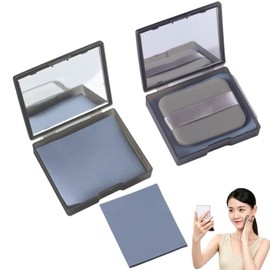 Papeles Faciales de Arroz para Piel Grasa, 500 Hojas de Papel Absorbente de Aceite Facial de Bambú Natural Carbono, con estuche y espejo, Papel absorbente de grasa facial de papel fibra (Gris-500PCS)