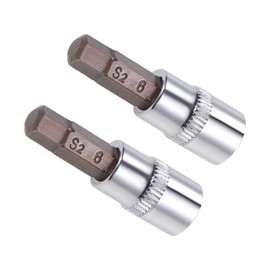 CoCud Hex Bit Socket, Metric H6 (6mm) Bit 1/4" Drive 1.5" Long, S2 Alloy Steel Heat Treated CR-V Socket - (Applications: for Fastener Application), 2-Pieces
