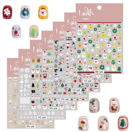 Nail Stickers, Christmas Stickers, Set of 8, Santa Claus, Snowflakes, Snowman, Christmas Tree, Gingerbread Man, Nail Stickers, Just Stick, Gel Nails, Nail Art, Decoration, Popular, Stylish, Nail