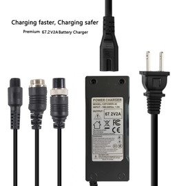 Abakoo 67.2V 2A Adapter Charger Power Supply for 16S 60V Li-ion Battery with 3-Prong Inline Female Connector