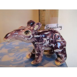 " Sneaky "...WhimsiClay Baby Purple Tapir, Sweet Mini Figurine, by Amy Lacombe.
