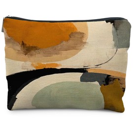 RYYCDOI Abstract Japandi Art Makeup Bag, Modern Minimalist Boho Neutral Cosmetic Bags for Women, Boho Gifts for Women, Mid Century Modern Zipper Makeup Pouch
