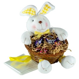 Design By Violet Plush Easter Bunny Hamper Basket Set Create Your Own Gift Box Present Easter Egg Includes Shredded Paper, Hamper Bag & Ribbon
