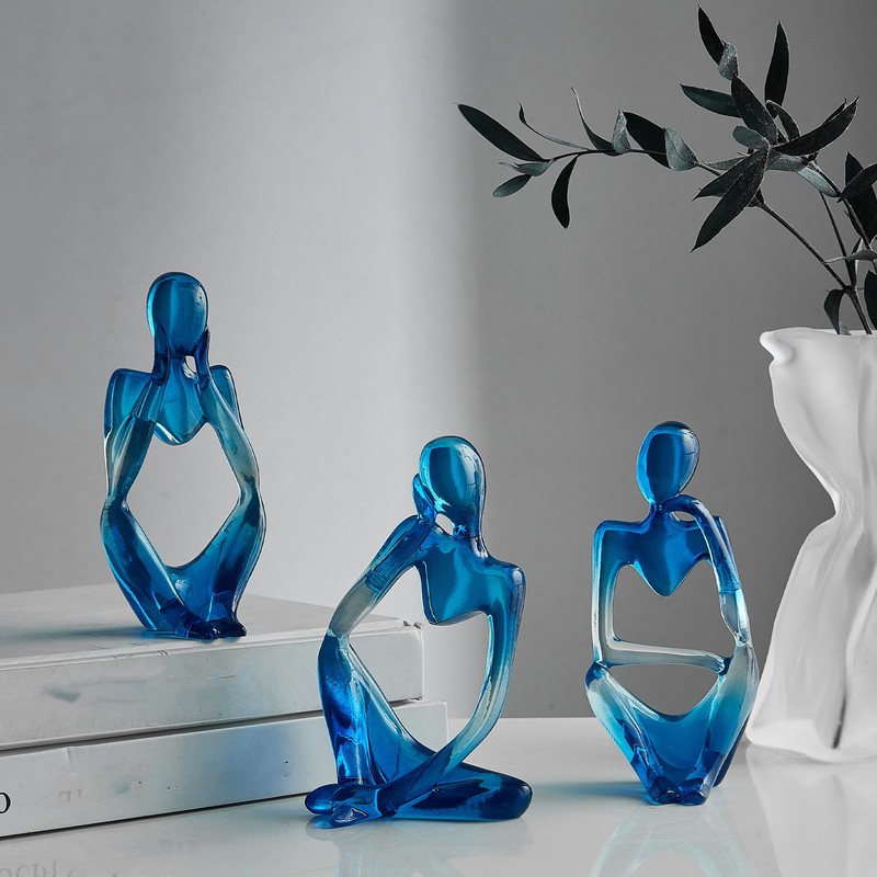 XINXUAN 3Pcs Thinker Statue Sculptures Office Decor Small Shelf,Bookshelf Decor